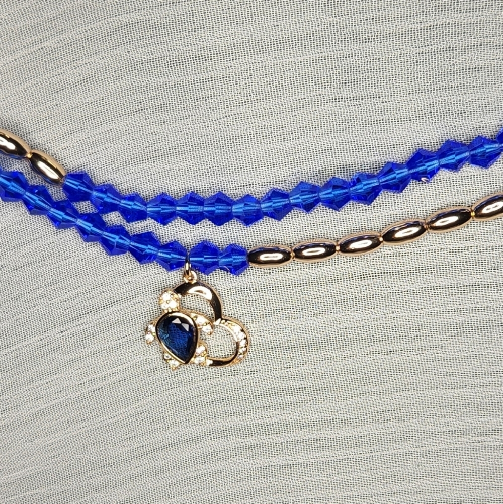 Turtle Bracelet w Double Blue Bead Adjustable Band NWT 💙 - Picture 2 of 2
